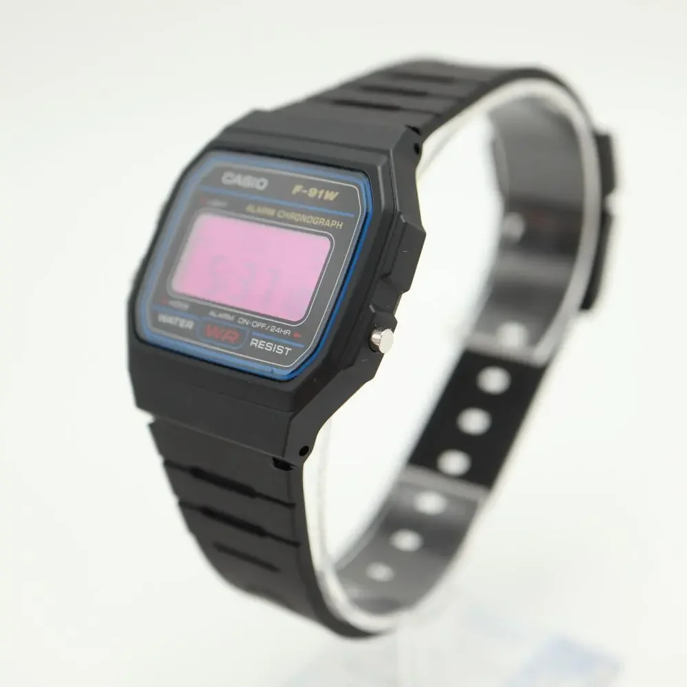 Casio F-91W Custom Mod UPGRADED BACKLIGHT Color Screen Purple Digital Watch